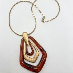 Vintage 70s Avon Tortoiseshell Lucite Pendant